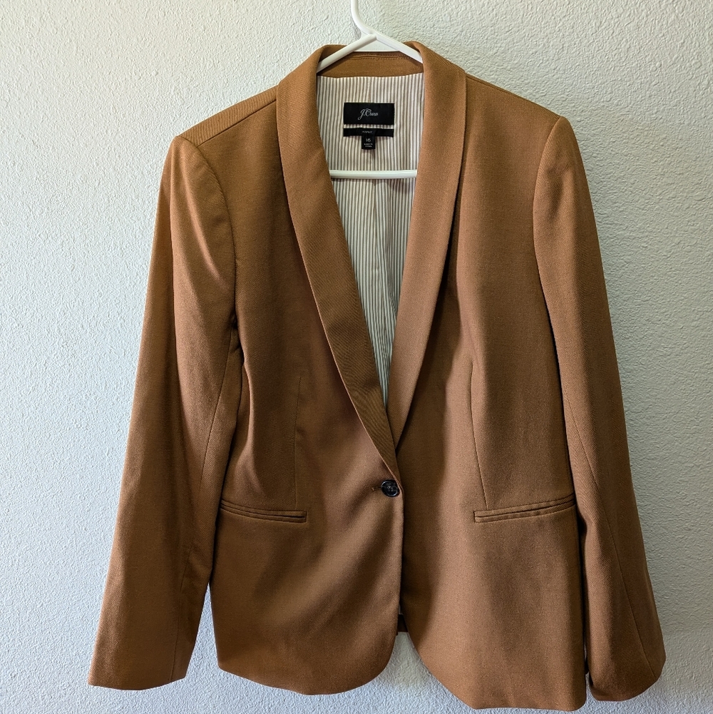 J.Crew Women's Parke Blazer Wool Flannel Camel Size 16